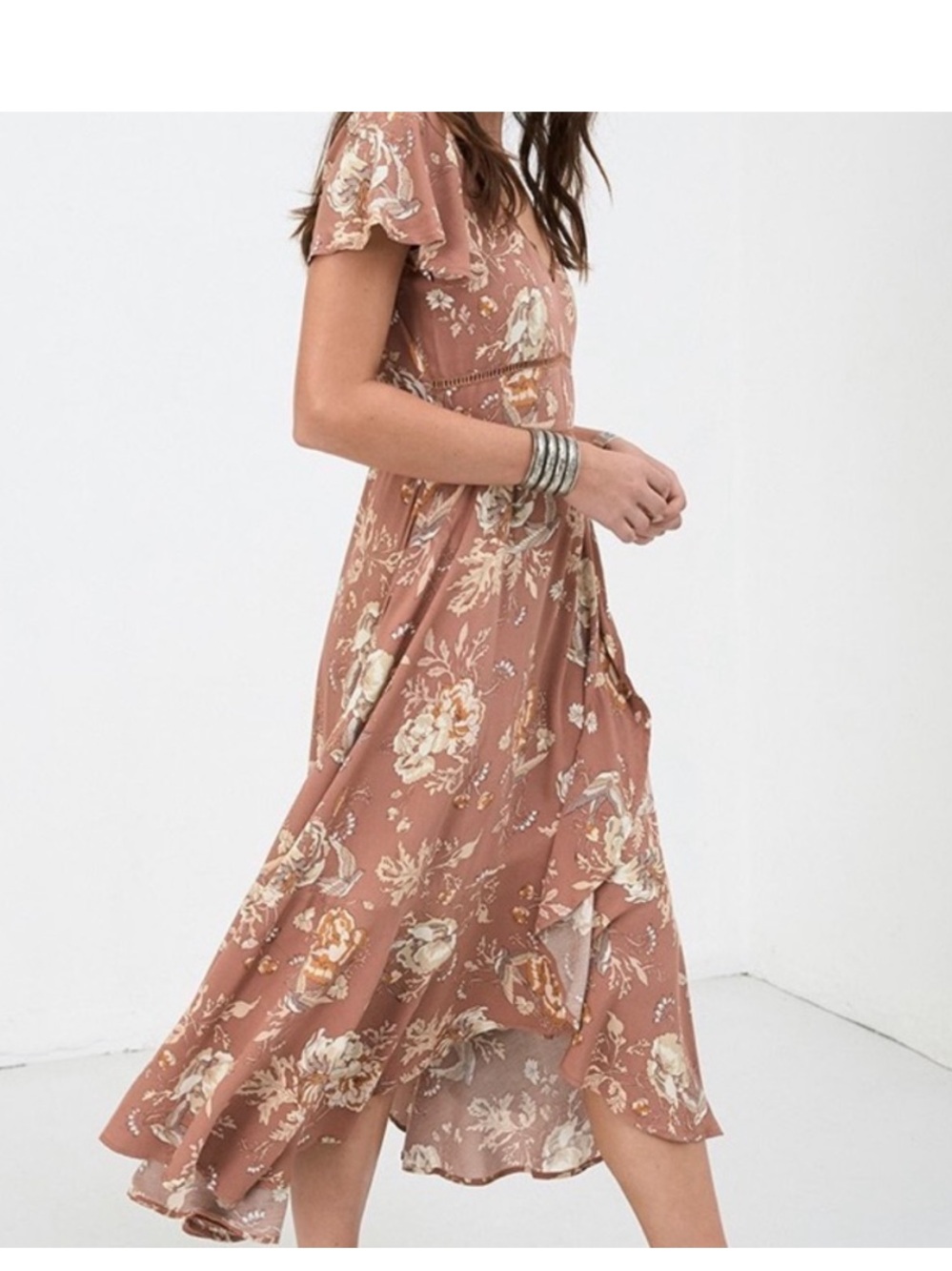 Spell & The Gypsy Rosa Garden Party Midi Dress Camel Small